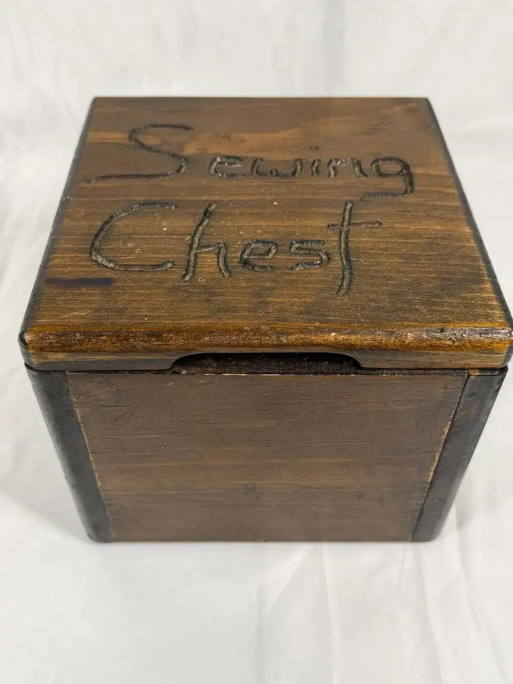 Vintage Handcrafted Wooden Sewing Chest Storage Box